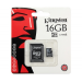 Kingston microSDHC Card 16GB C4 + SD Adapter 